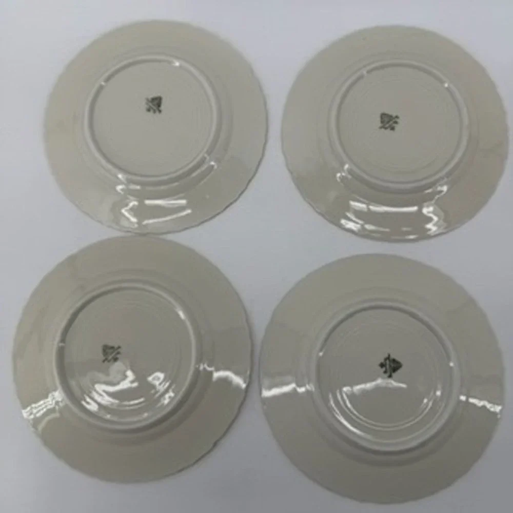 Vintage Bavaria Sonnenporzellan D&R Weiden Stadt Gold Trim Plates Set of 4 7.5in